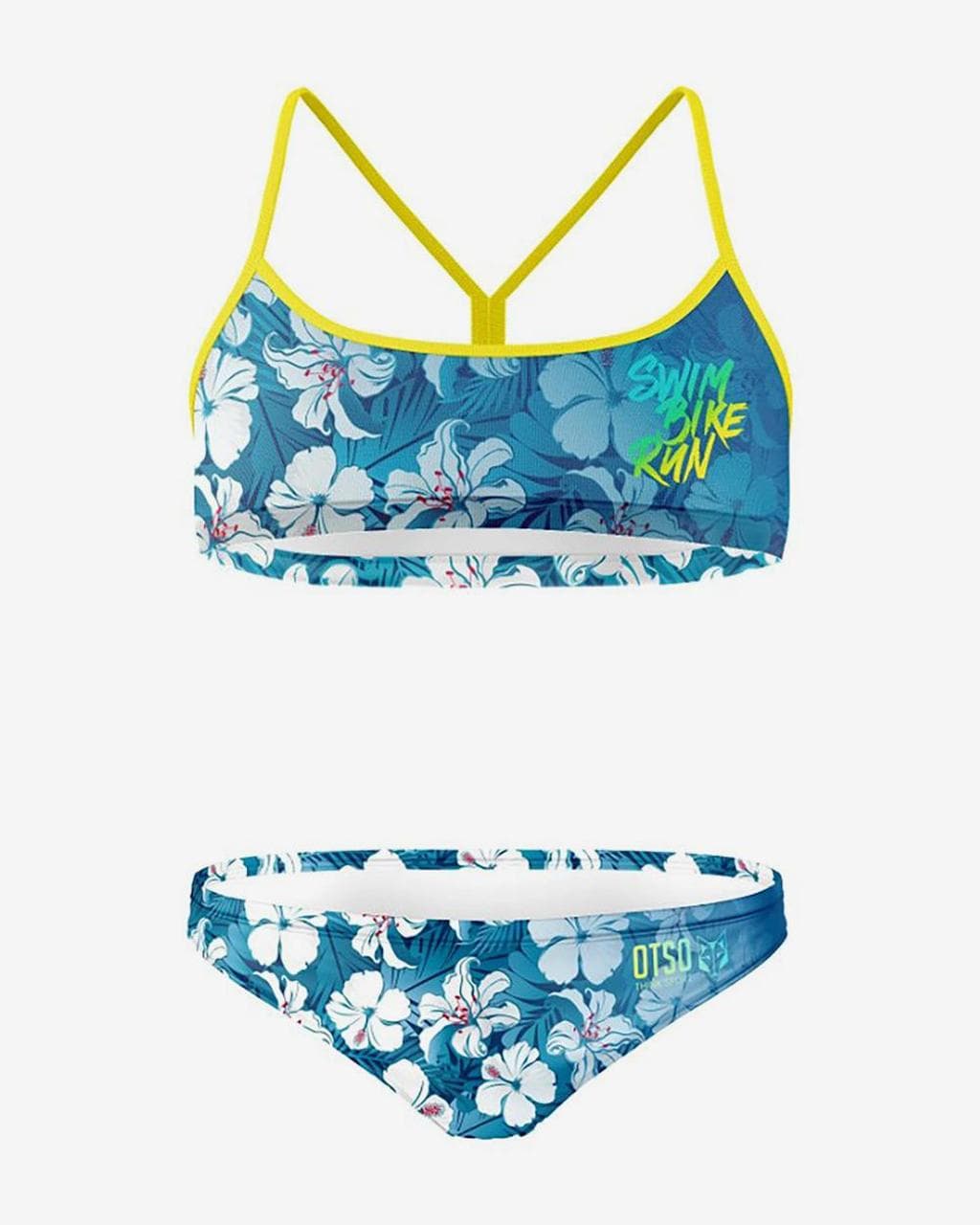 Bikini Otso Swim Bike Run Flower bleu marine blanc jaune femme - M
