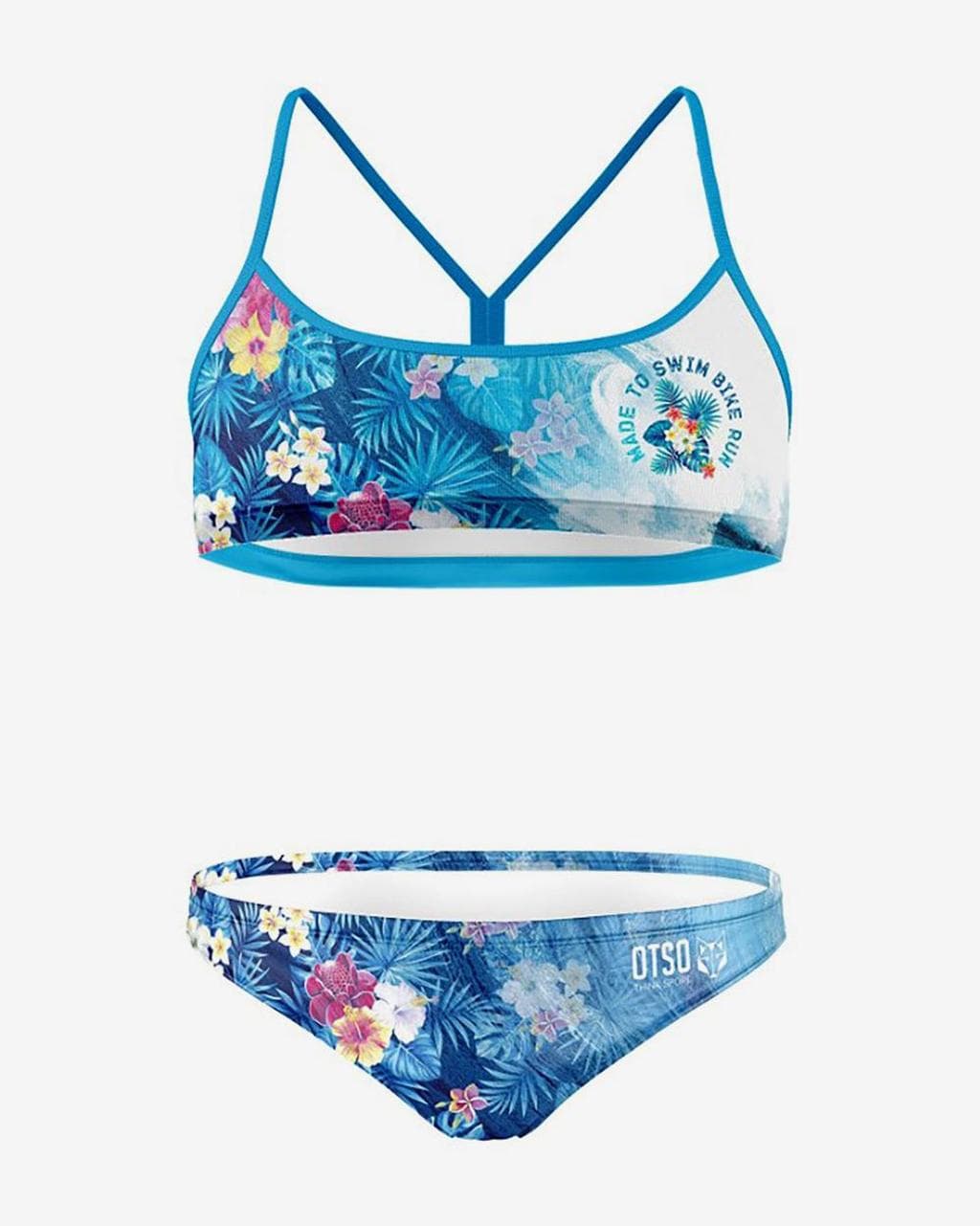 Bikini Otso Swim Bike Run Wave bleu ciel blanc femme - XS